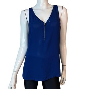 Express Sleeveless Zipper in Front Blue Tank Top